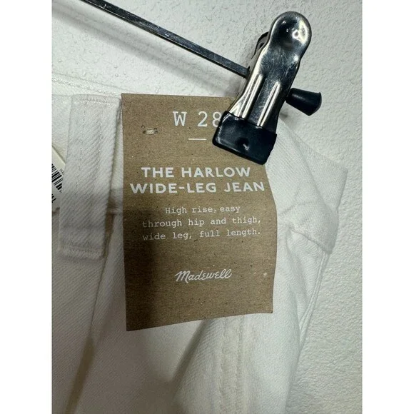 Madewell W28 The Harlow Wide Leg Jean Tile White Cotton Airy Denim Edition NWT - Picture 9 of 14